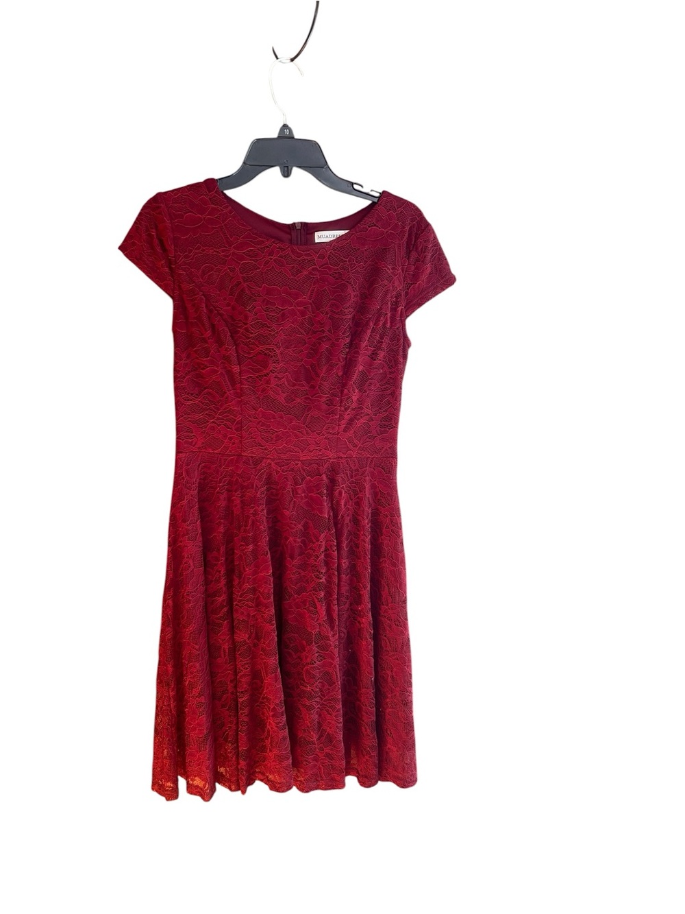 MUADRESS burgundy floral pattern lace overlay cocktail dress Size L